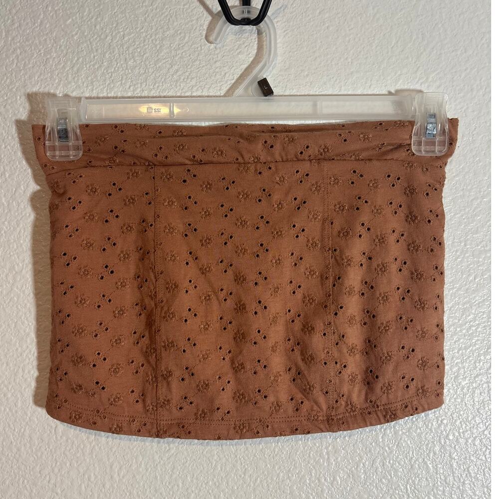 Aéropostale NWT Size Small Eyelet Embroidered Tube Top Brown Ditsy Floral Crop